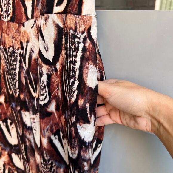Bebe Multicolor Feather Printed Wide Leg Jumpsuit Size S - Picture 8 of 10
